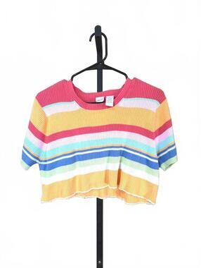 Vintage Cherokee XL Women's 90s Colorful Striped Crop Top Sweater
